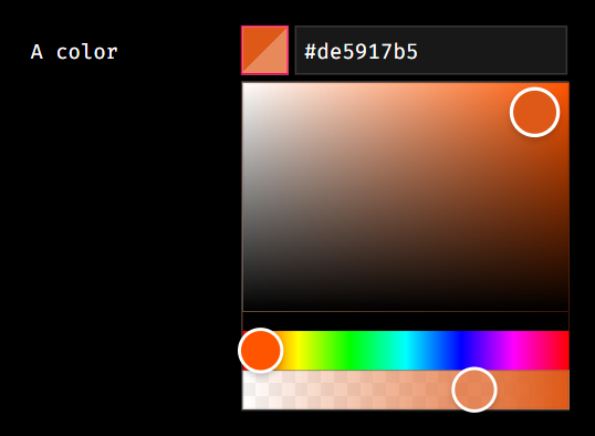 a color picker and a text input